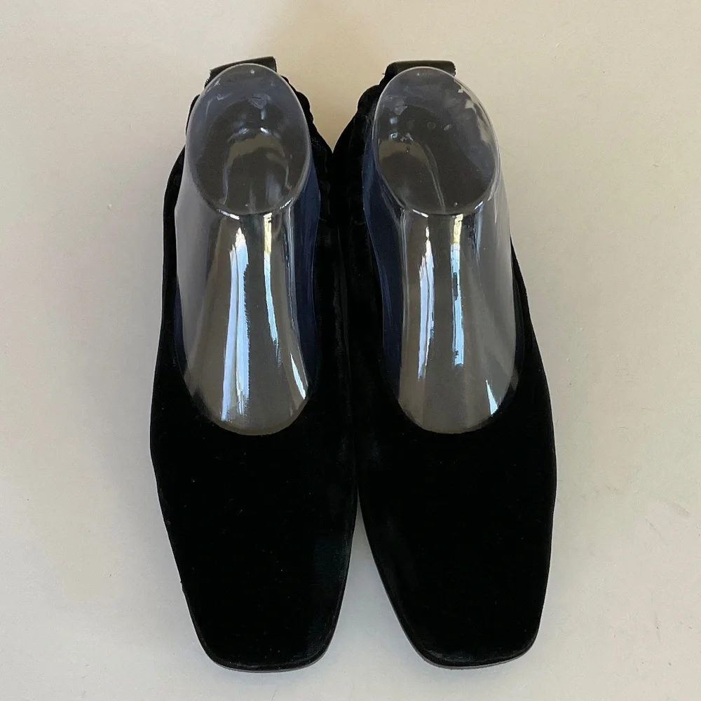 COS Black Velvet Square Toe Slip-On Loafer Size EU 39